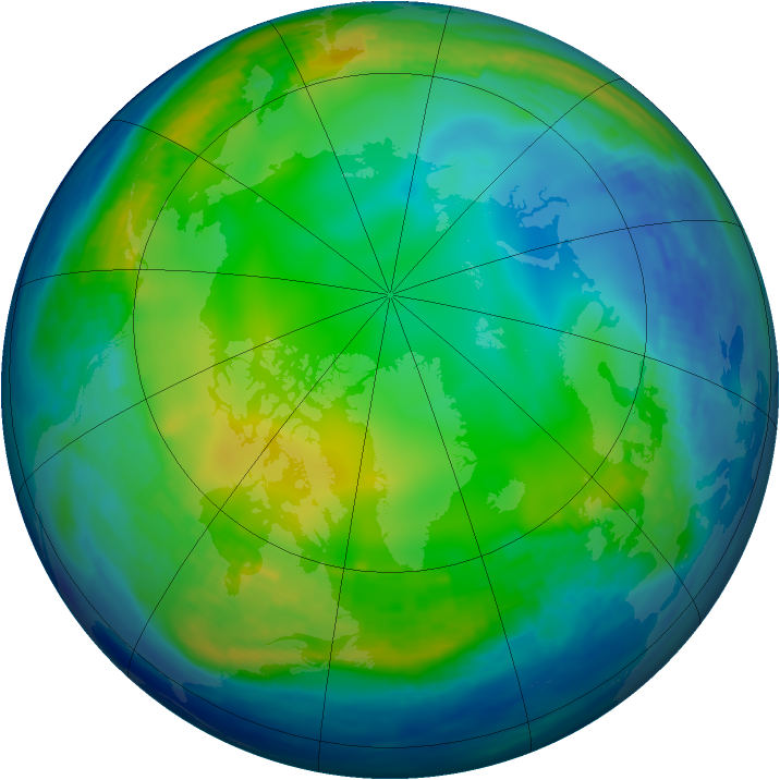 Arctic ozone map for 05 December 1992